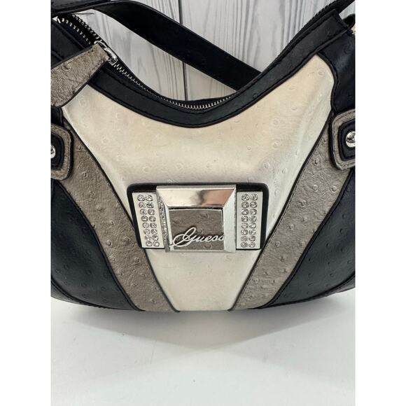 VTG Guess Handbag Y2K Chunky Studded Metal Buckle 
Leather Brown  2000s - Picture 2 of 8